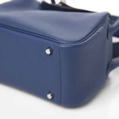 Hermes Taurillon Clemence Mini Lindy 20 Deep Bleu 7 of 9
