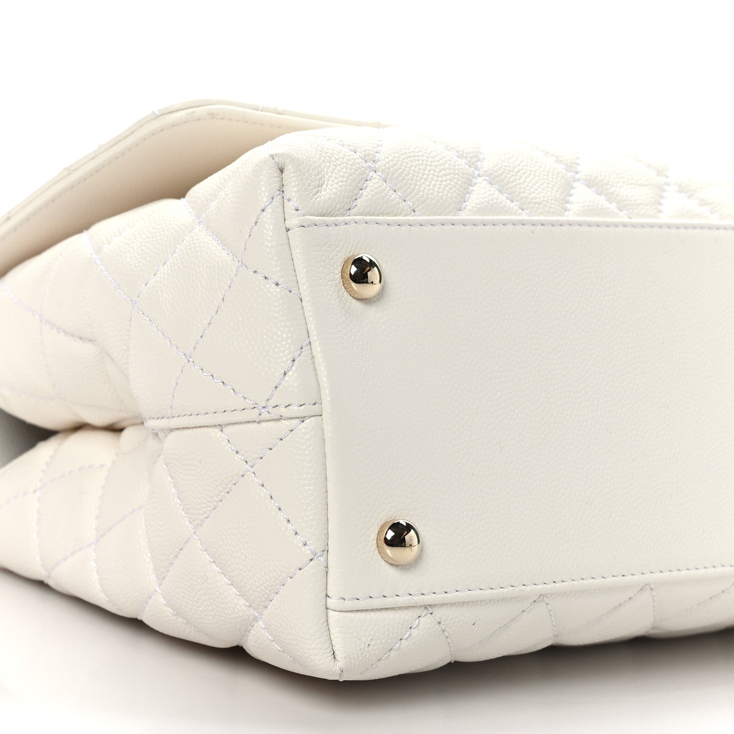 Chanel Caviar Quilted Small Coco Handle Flap White 7 of 8
