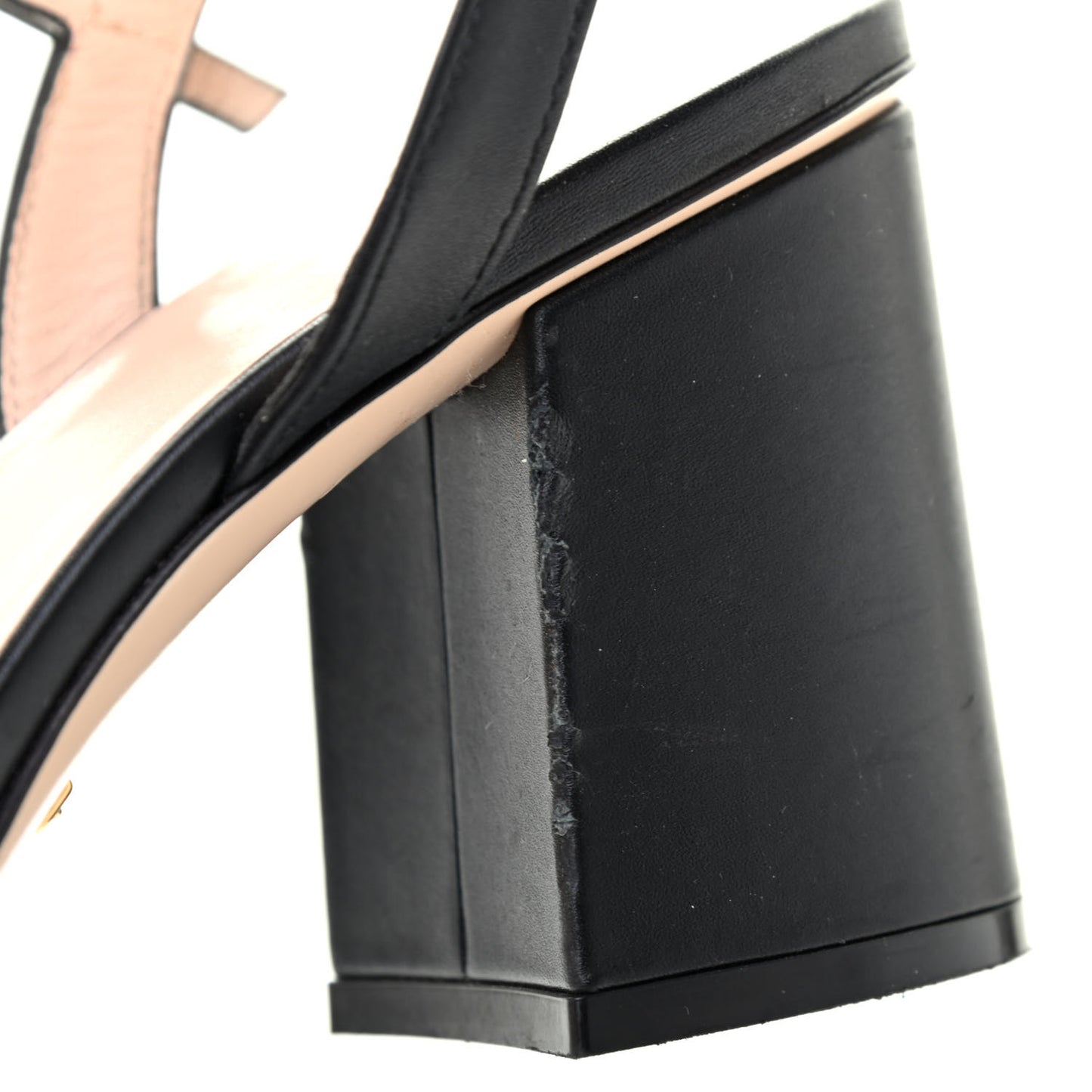 Lifford Calfskin GG Marmont Ankle Wrap 75mm Sandals 38 Black