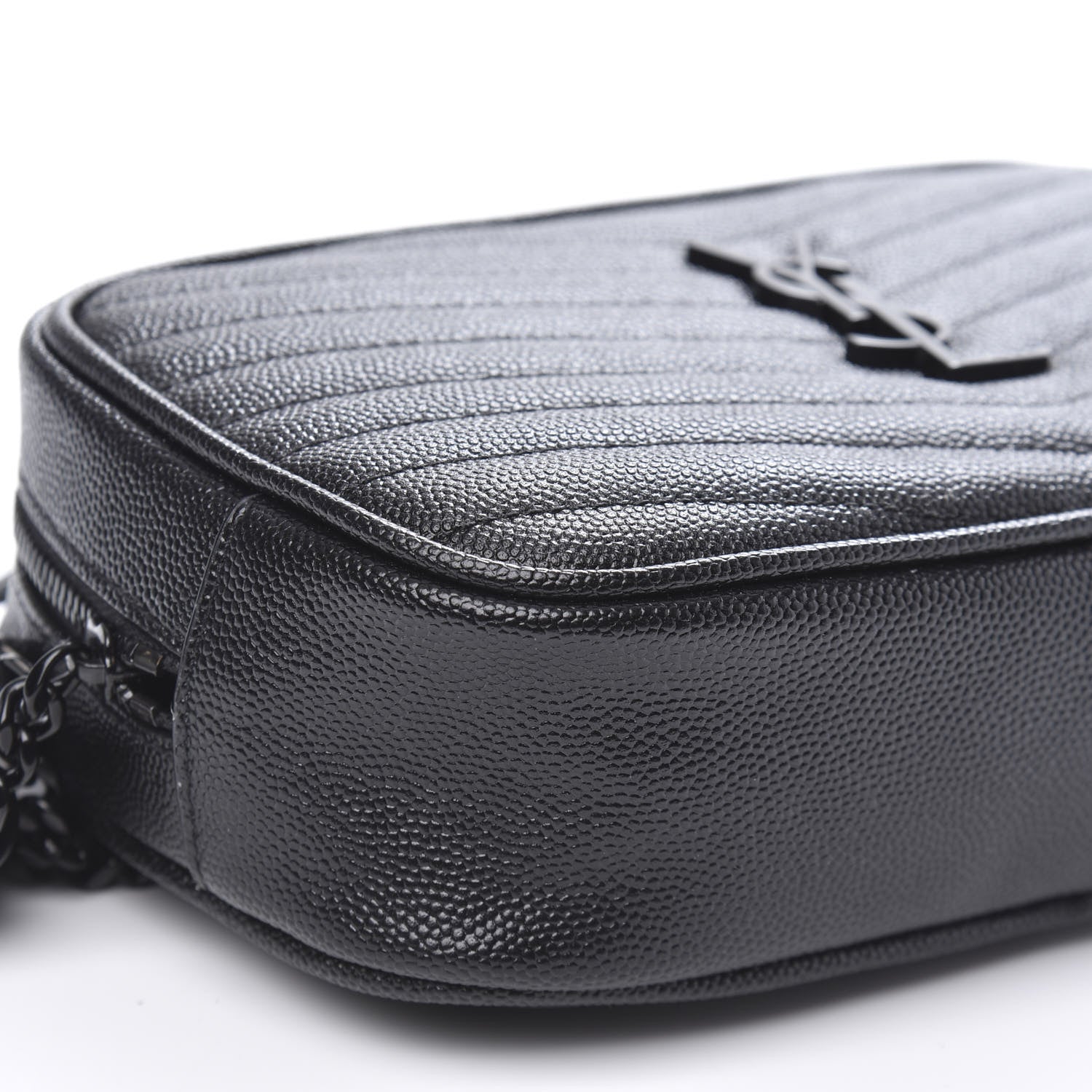 Saint Laurent Grain De Poudre Matelasse Monogram Mini Lou Camera Bag Black 8 of 9