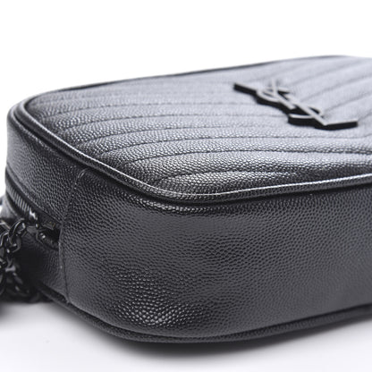 Saint Laurent Grain De Poudre Matelasse Monogram Mini Lou Camera Bag Black 8 of 9