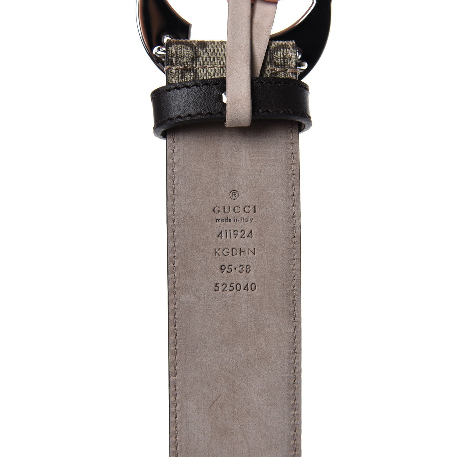 Gucci GG Supreme Monogram Selleria Calfskin Interlocking G 40mm Belt 95 38 Beige Ebony Cocoa 4 of 6