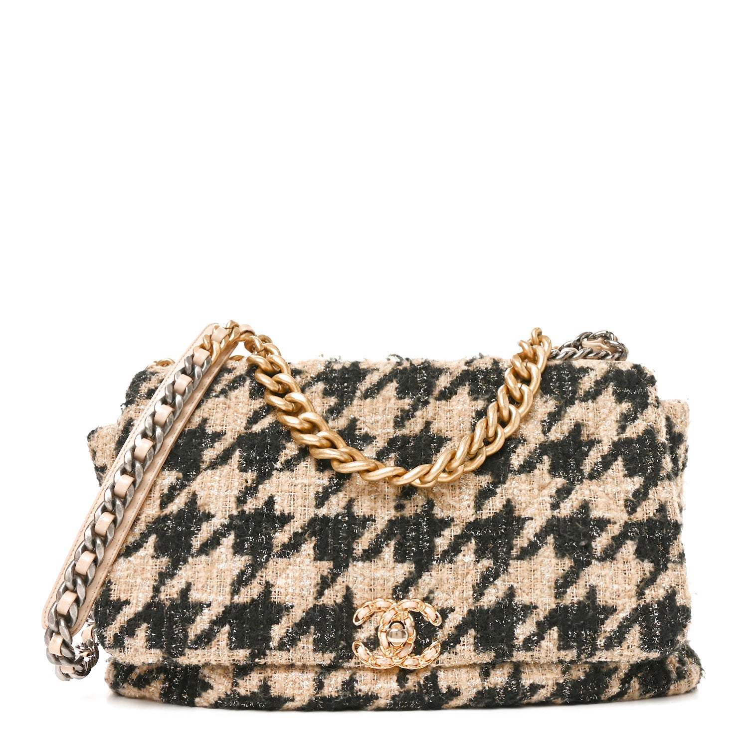 Chanel Tweed Maxi Chanel 19 Flap Beige Black 1 of 10