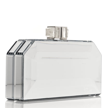 Judith Leiber Acrylic Faceted Box Clutch Silver 3 of 10