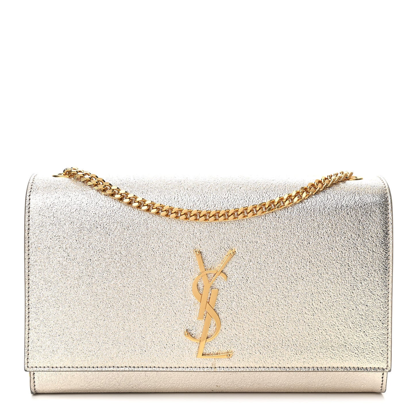 Metallic Calfskin Medium Classic Monogram Kate Satchel Pale Gold