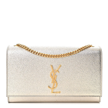Saint Laurent Metallic Calfskin Medium Classic Monogram Kate Satchel Pale Gold 1 of 9