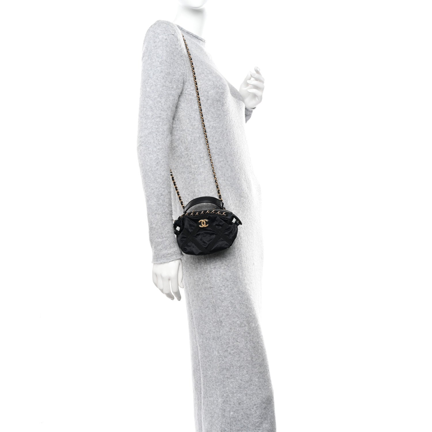 Chanel Nylon Grosgrain Quilted Lifestyle Clutch with Chain Black 2 of 10