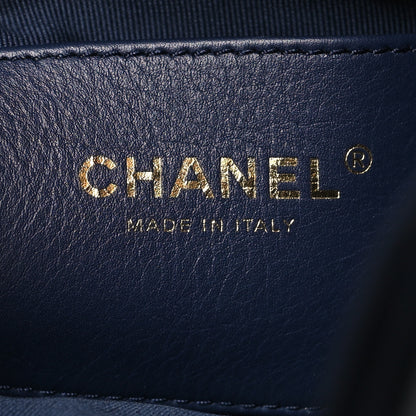 Chanel Lambskin Quilted Double Pocket Drawstring Backpack Navy 5 of 9