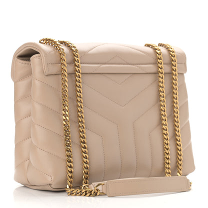 Saint Laurent Calfskin Y Quilted Monogram Small Loulou Chain Satchel Dark Beige 3 of 11