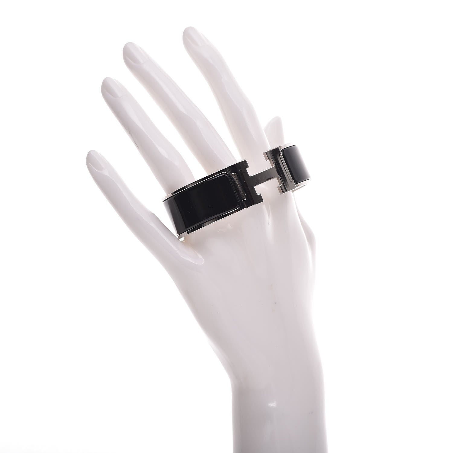Hermes Enamel Wide Clic Clac H Bracelet GM Black 2 of 5