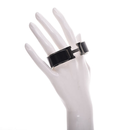 Hermes Enamel Wide Clic Clac H Bracelet GM Black 2 of 5