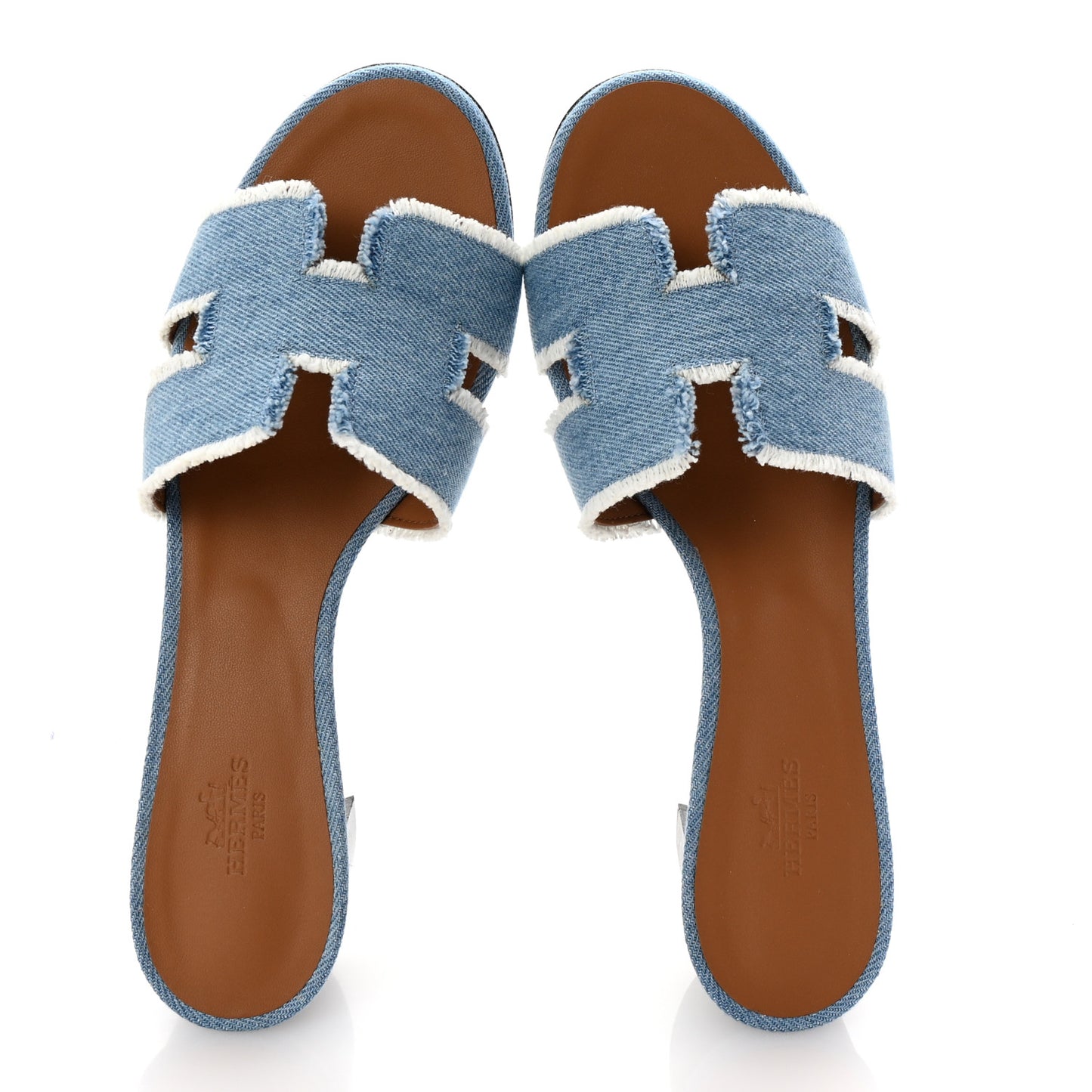 Denim Fringe Oasis Sandals 39 Bleu Clair