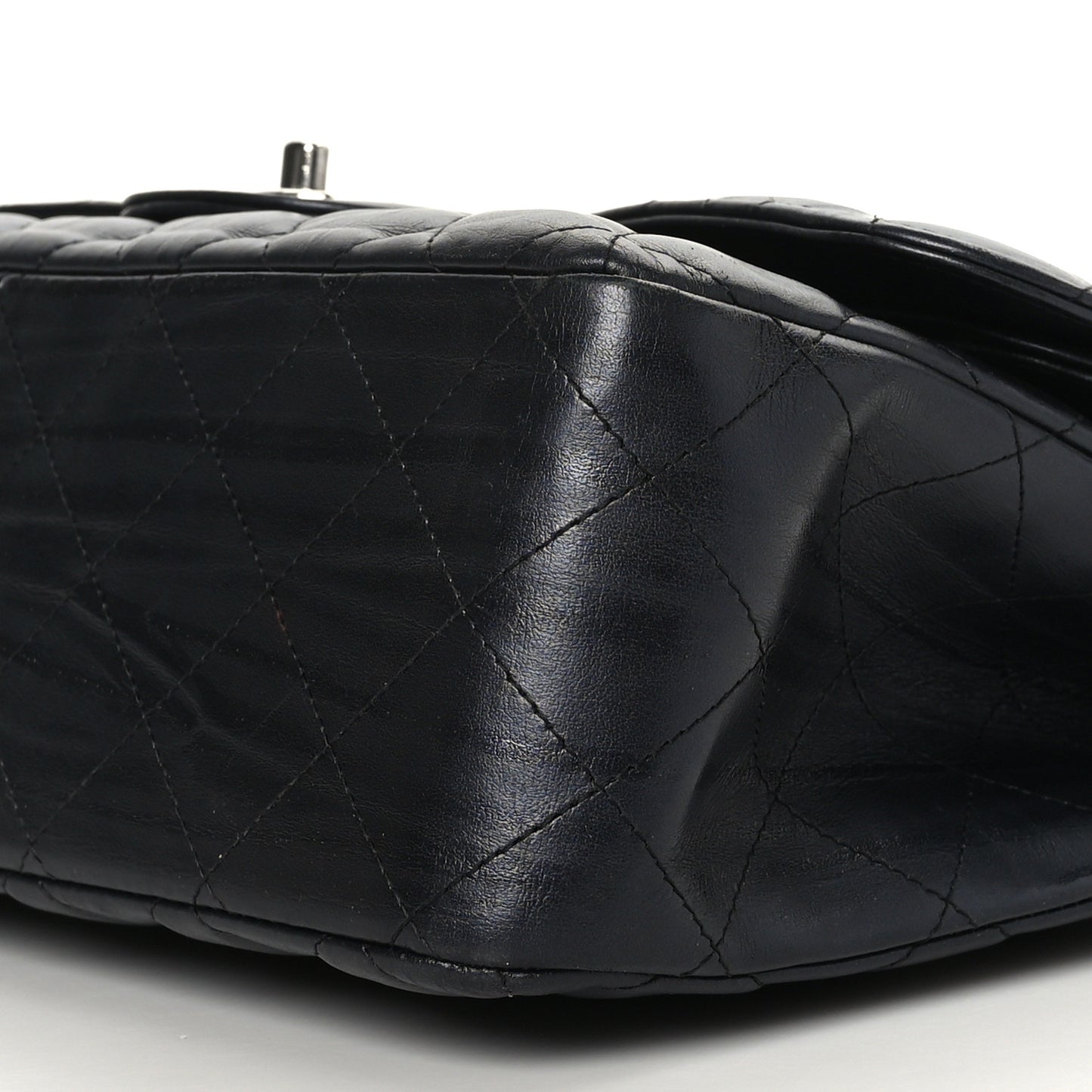 Iridescent Calfskin Quilted Jumbo Double Flap Charcoal