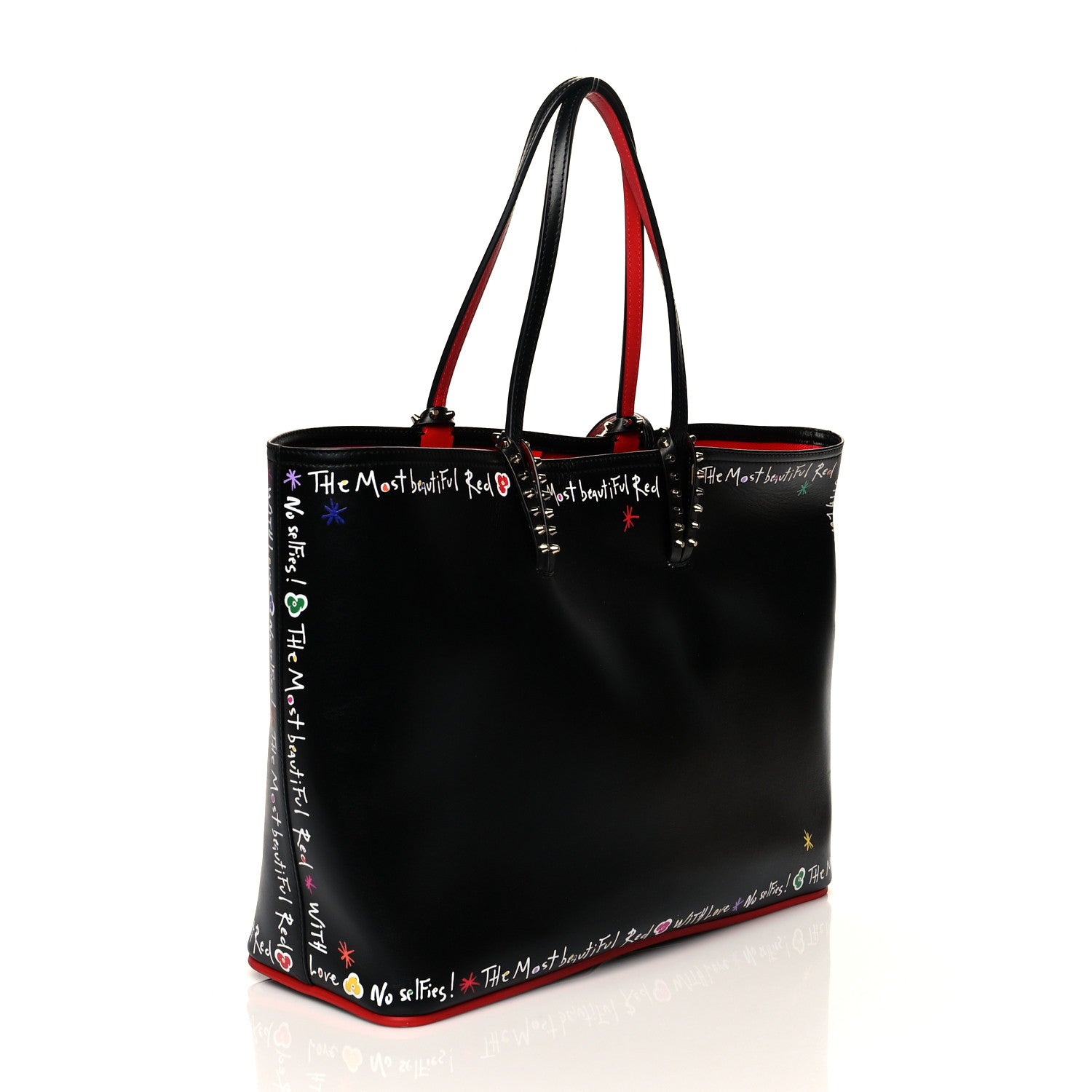 Christian Louboutin Calfskin Beautiful Red East West Cabata Tote Black Multicolor 3 of 12