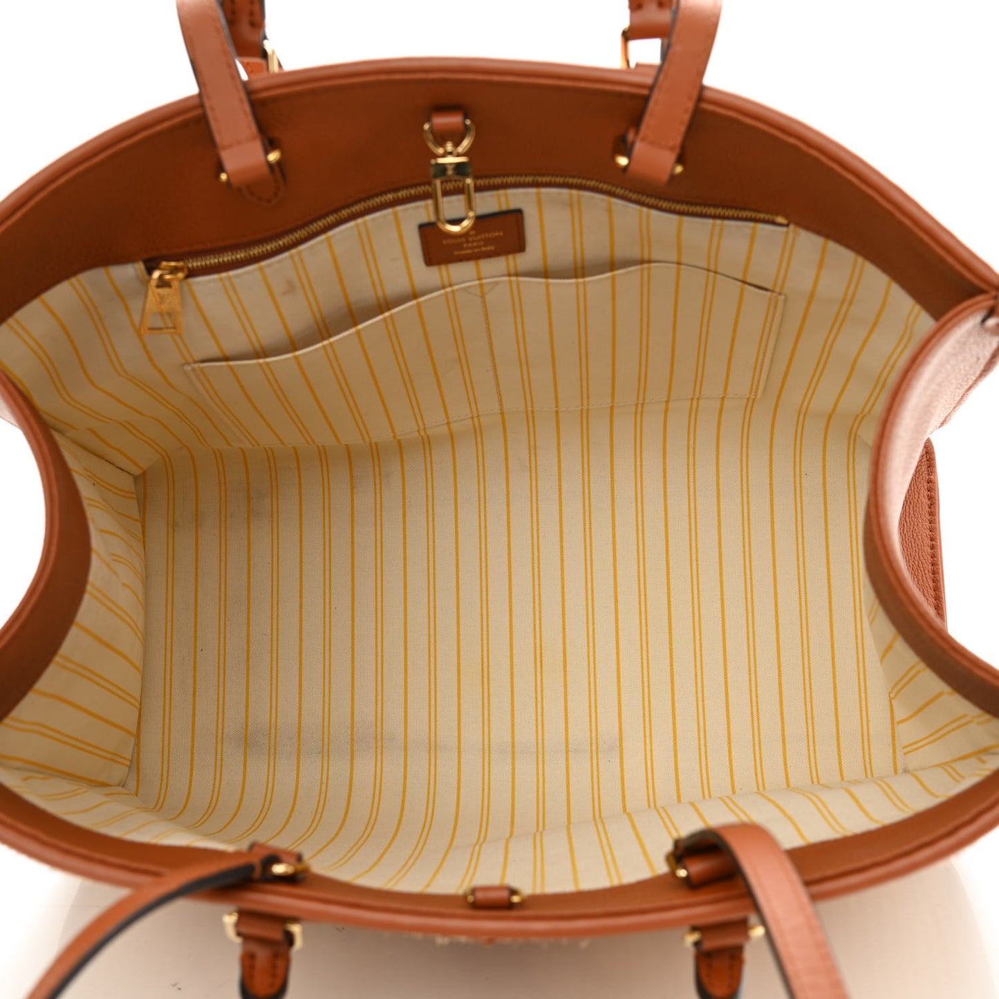 Raffia Calfskin Monogram Giant Onthego MM Tan