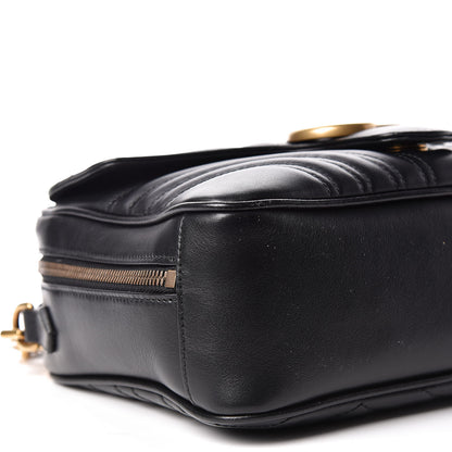 Gucci Calfskin Matelasse Sylvie Web Small GG Marmont Top Handle Shoulder Bag Black 5 of 9
