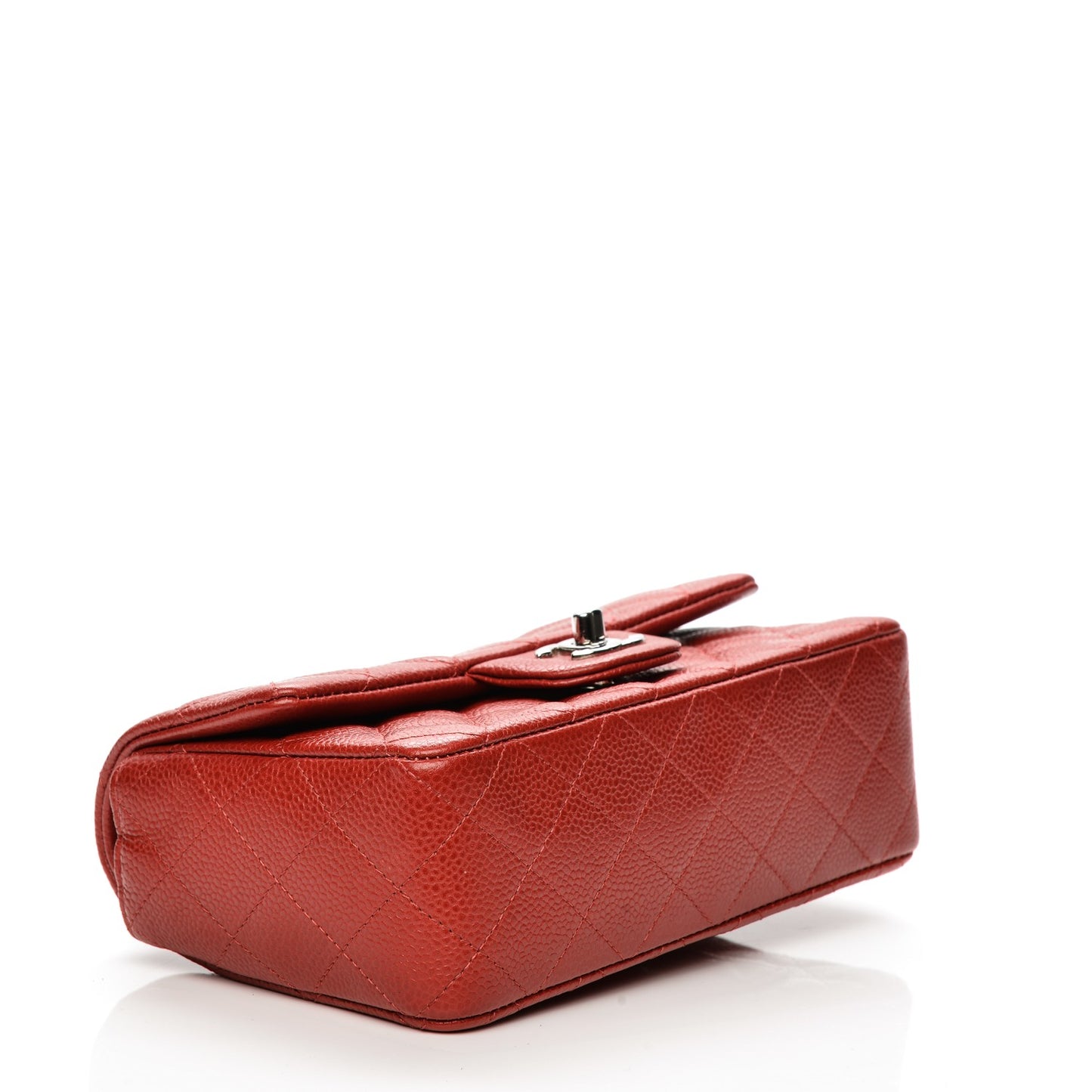 Caviar Quilted Mini Rectangular Flap Red