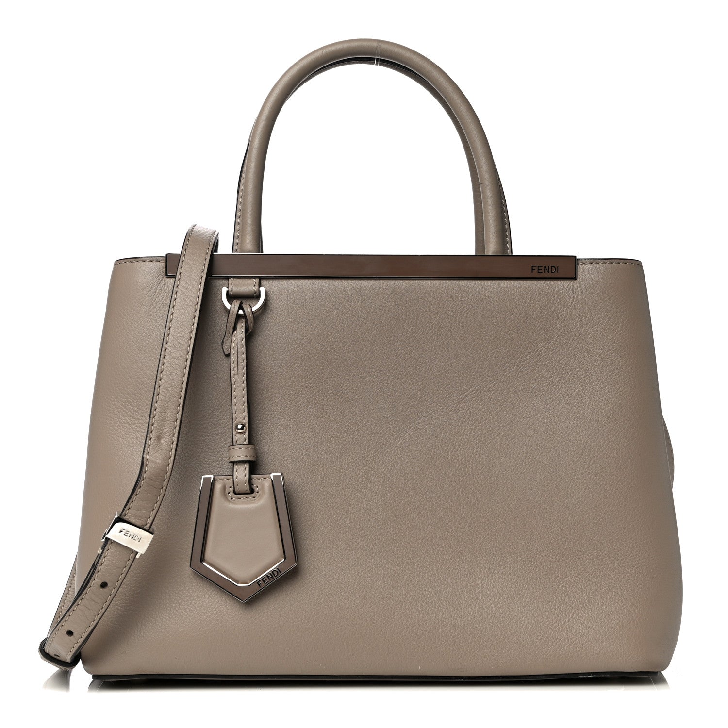 Fendi Vitello Dolce Century Petite 2Jours Tote Tortora Carbone 1 of 11