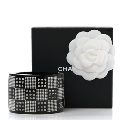 Chanel Resin Pearl Crystal CC Cuff Black 5 of 5