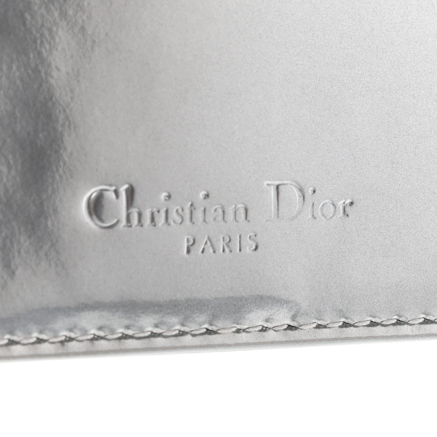 Christian Dior Metallic Patent Micro-Cannage Lady Dior Card Holder Silver 7 of 7