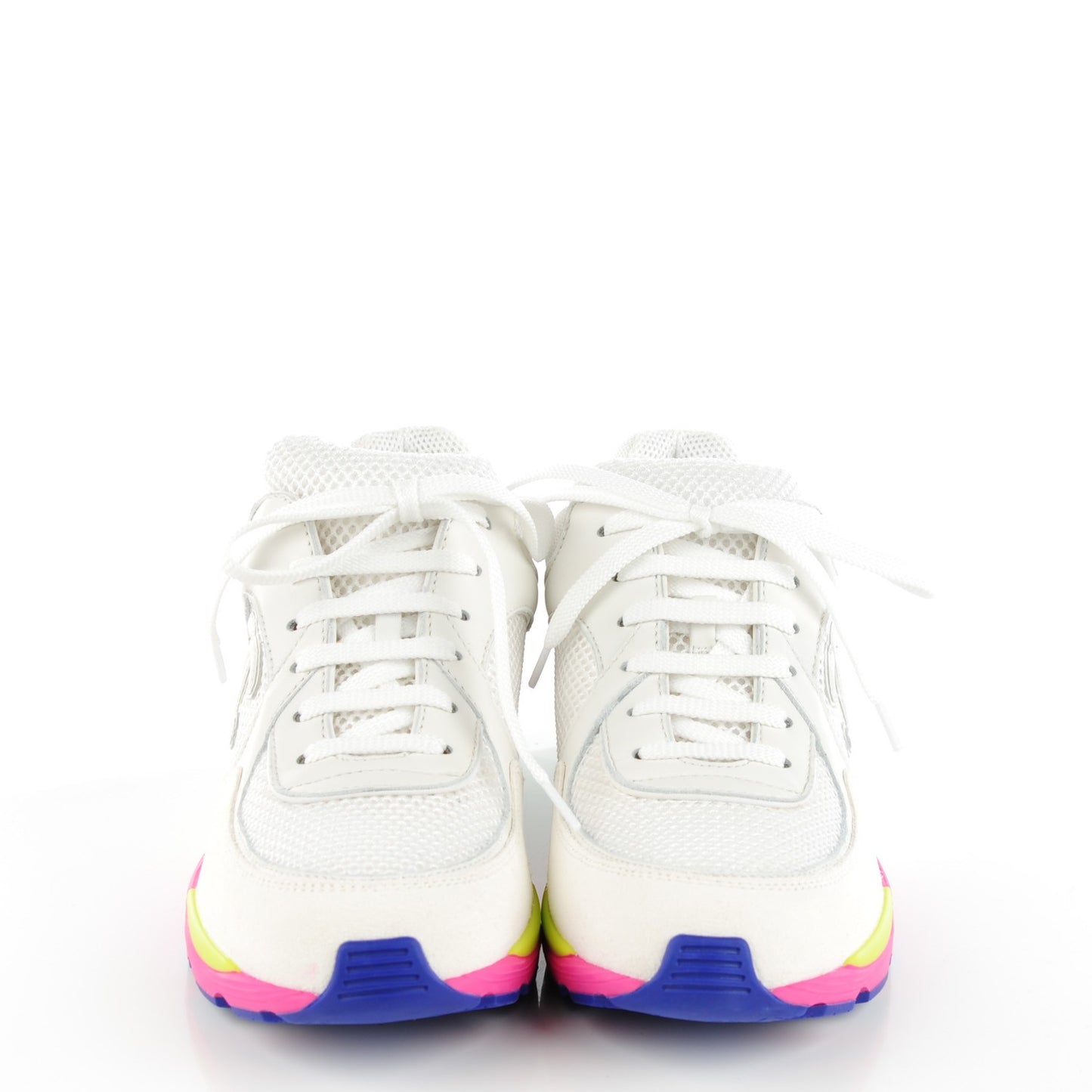 Suede Calfskin CC Sneakers 37 Pink Green