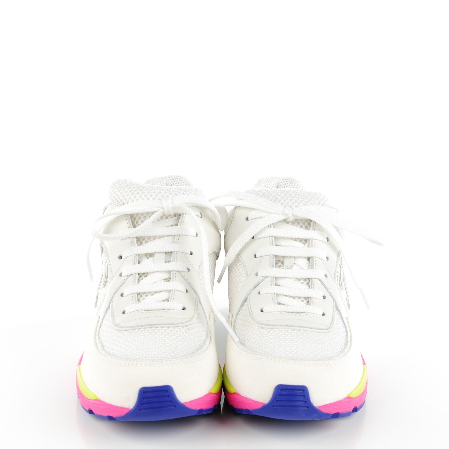 Chanel Suede Calfskin CC Sneakers 37 Pink Green 2 of 8