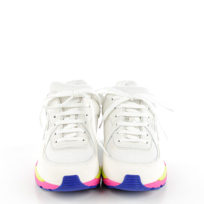 Chanel Suede Calfskin CC Sneakers 37 Pink Green 2 of 8
