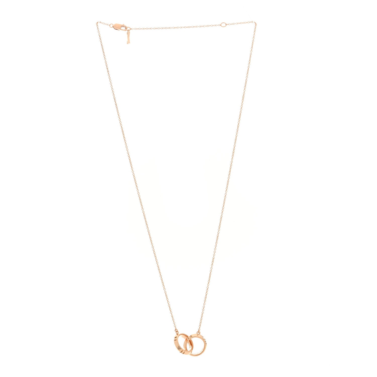 Tiffany 18K Rose Gold Interlocking Atlas Open Pendant Necklace 3 of 5
