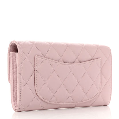 Chanel Caviar Quilted Large Gusset Flap Wallet Light Pink 3 of 9