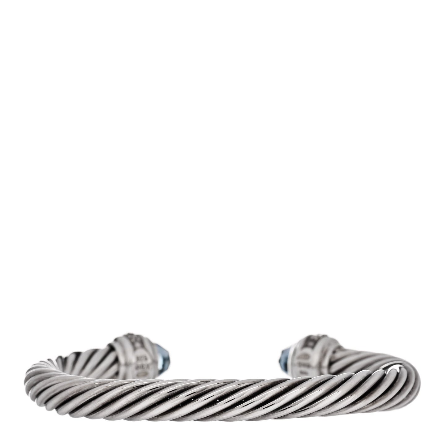 Sterling Silver Blue Topaz Diamond 7mm Cable Classics Bracelet