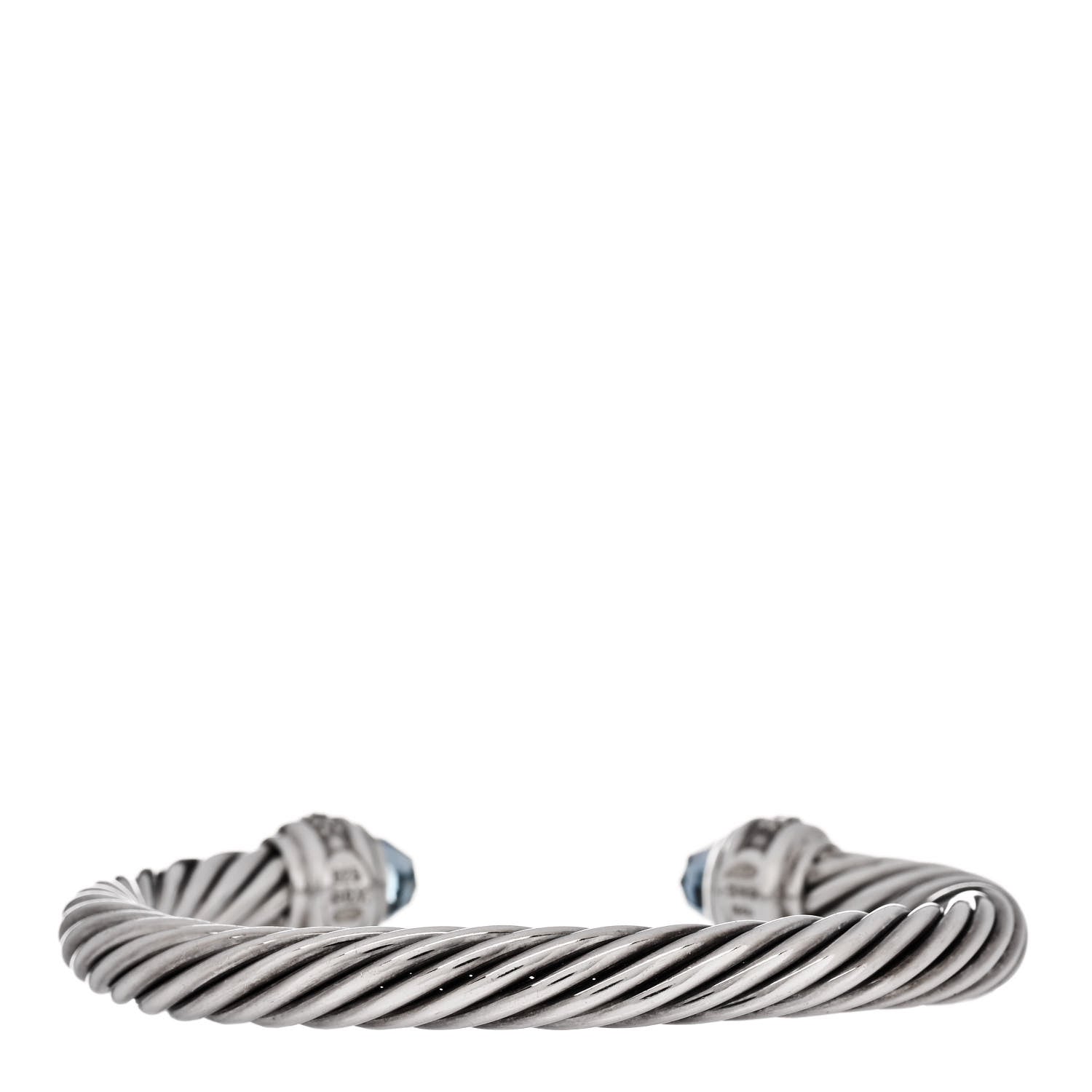 David Yurman Sterling Silver Blue Topaz Diamond 7mm Cable Classics Bracelet 2 of 3
