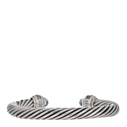 David Yurman Sterling Silver Blue Topaz Diamond 7mm Cable Classics Bracelet 2 of 3