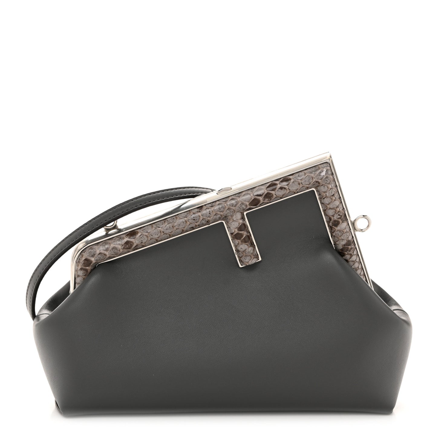 Shiny Nappa Snakeskin Small Fendi First Anthracite Asfalto
