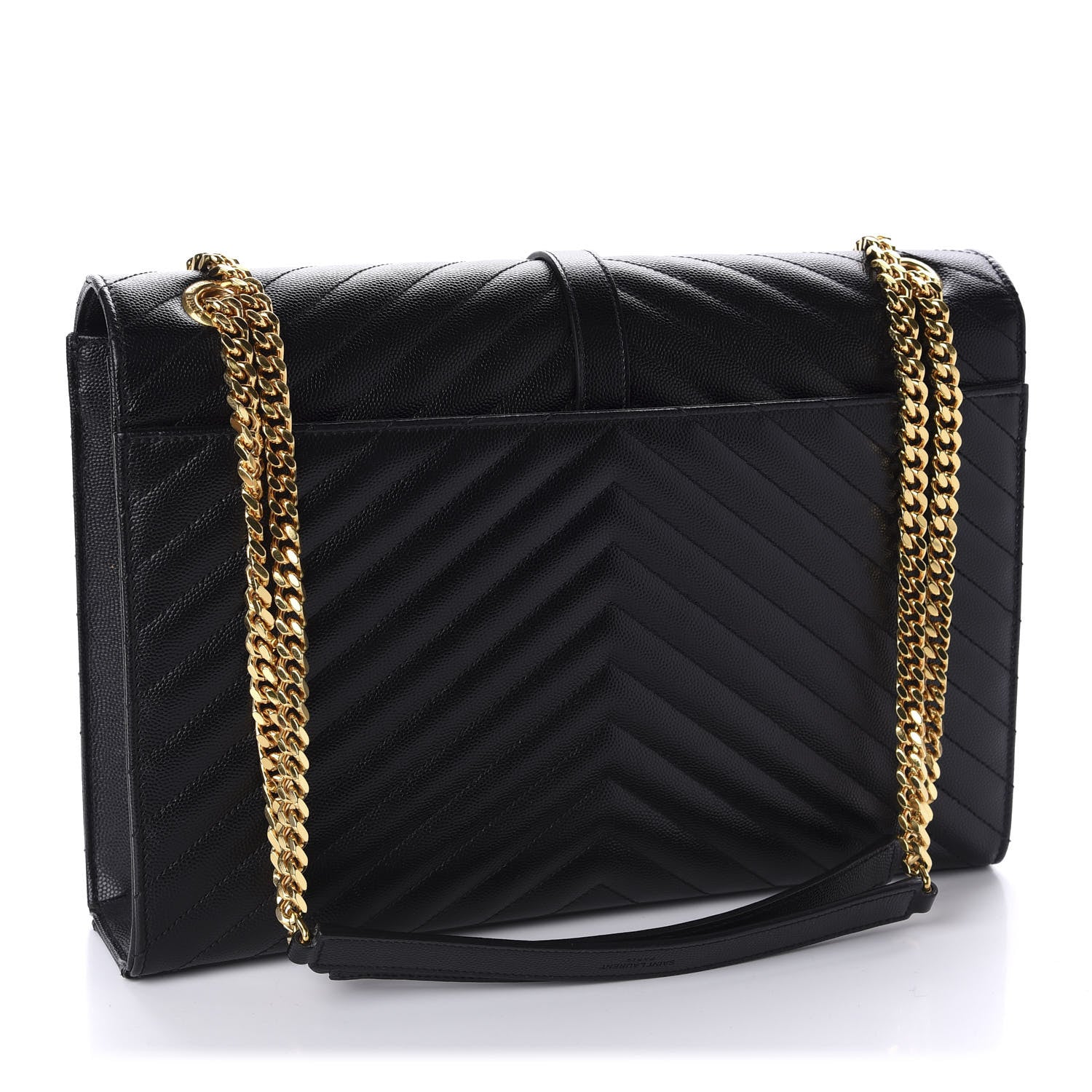 Saint Laurent Grain De Poudre Matelasse Chevron Large Monogram Satchel Black 3 of 11