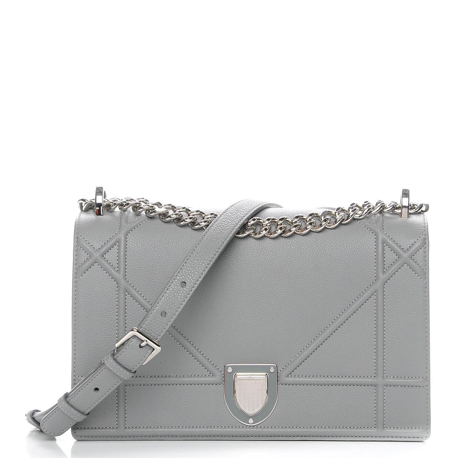 Christian Dior Grained Calfskin Medium Diorama Flap Bag Gris 1 of 11