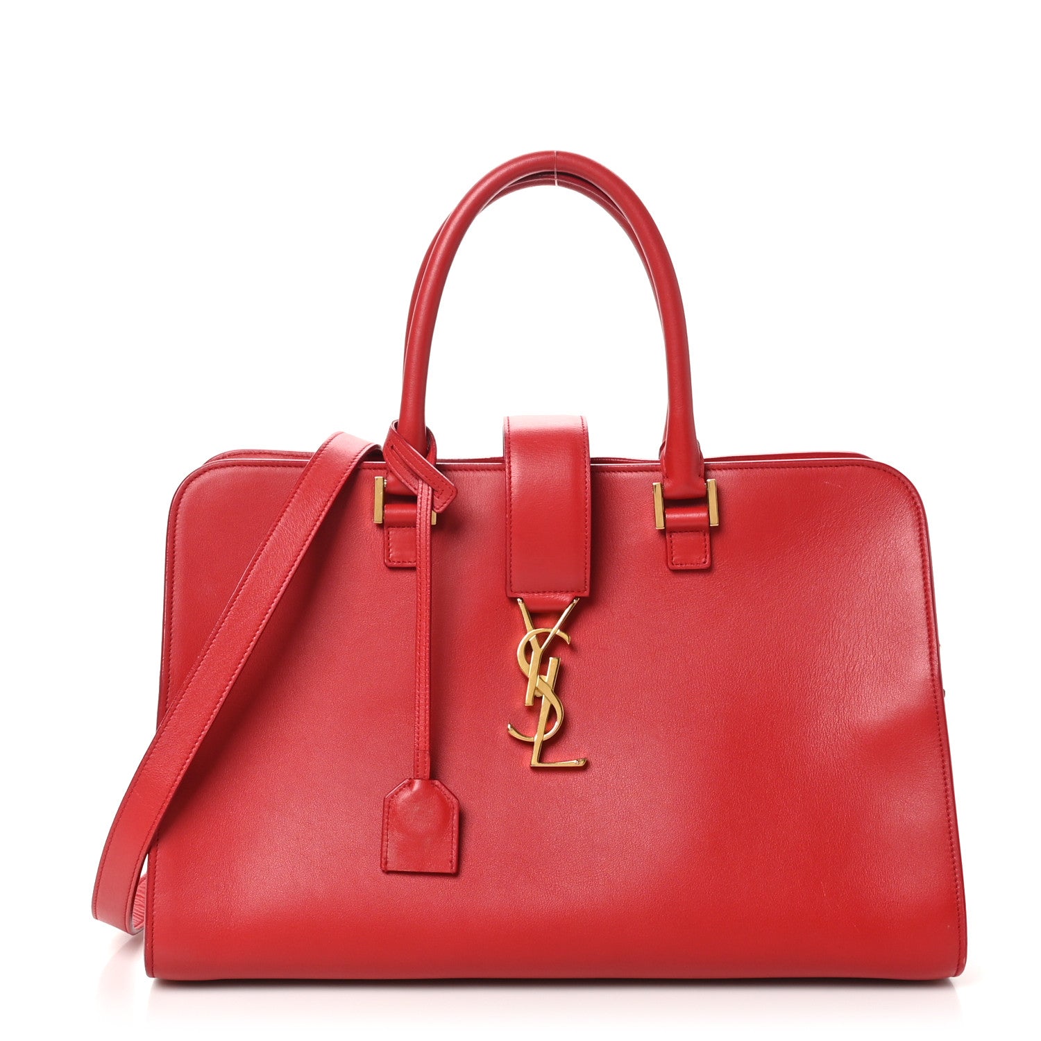Saint Laurent Calfskin Medium Monogram Cabas Lipstick Red 1 of 12
