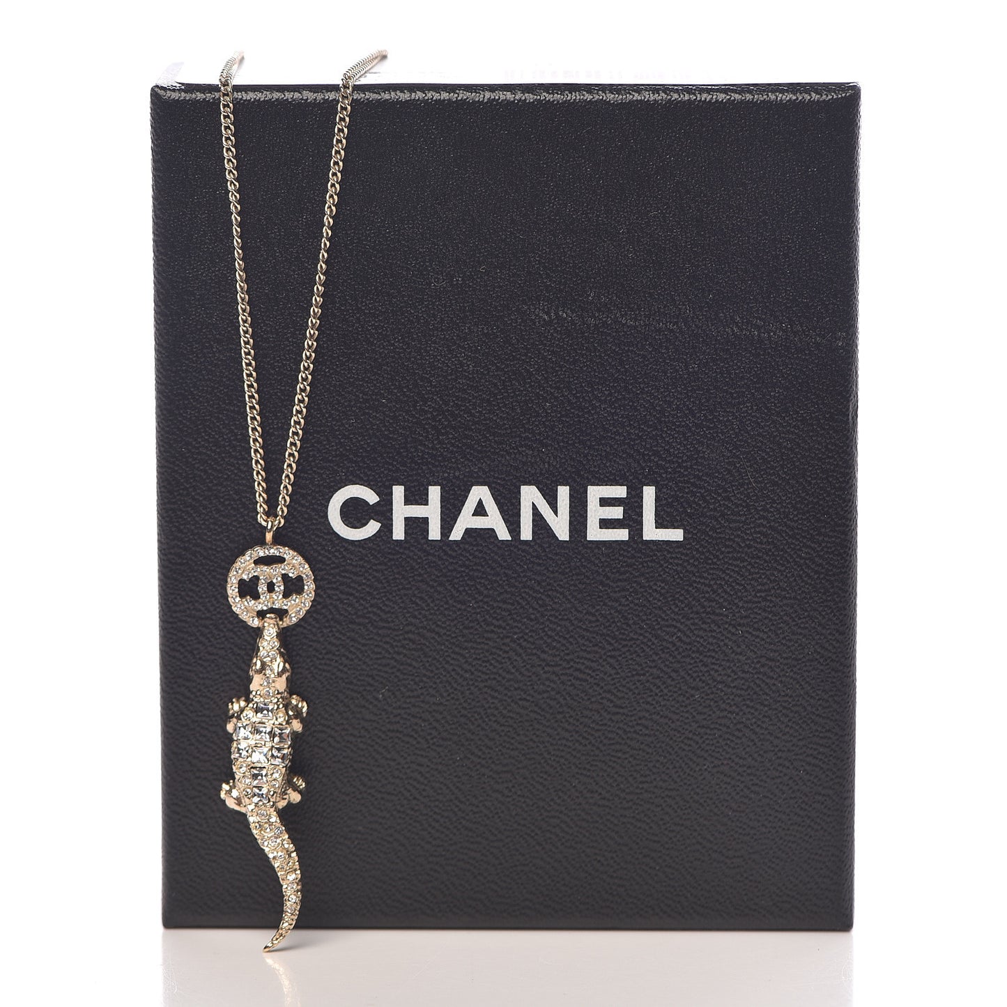 Crystal CC Alligator Necklace Gold