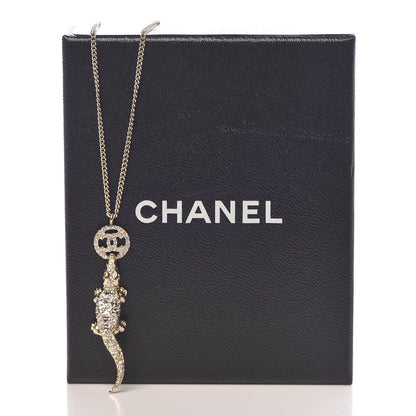 Chanel Crystal CC Alligator Necklace Gold 6 of 6