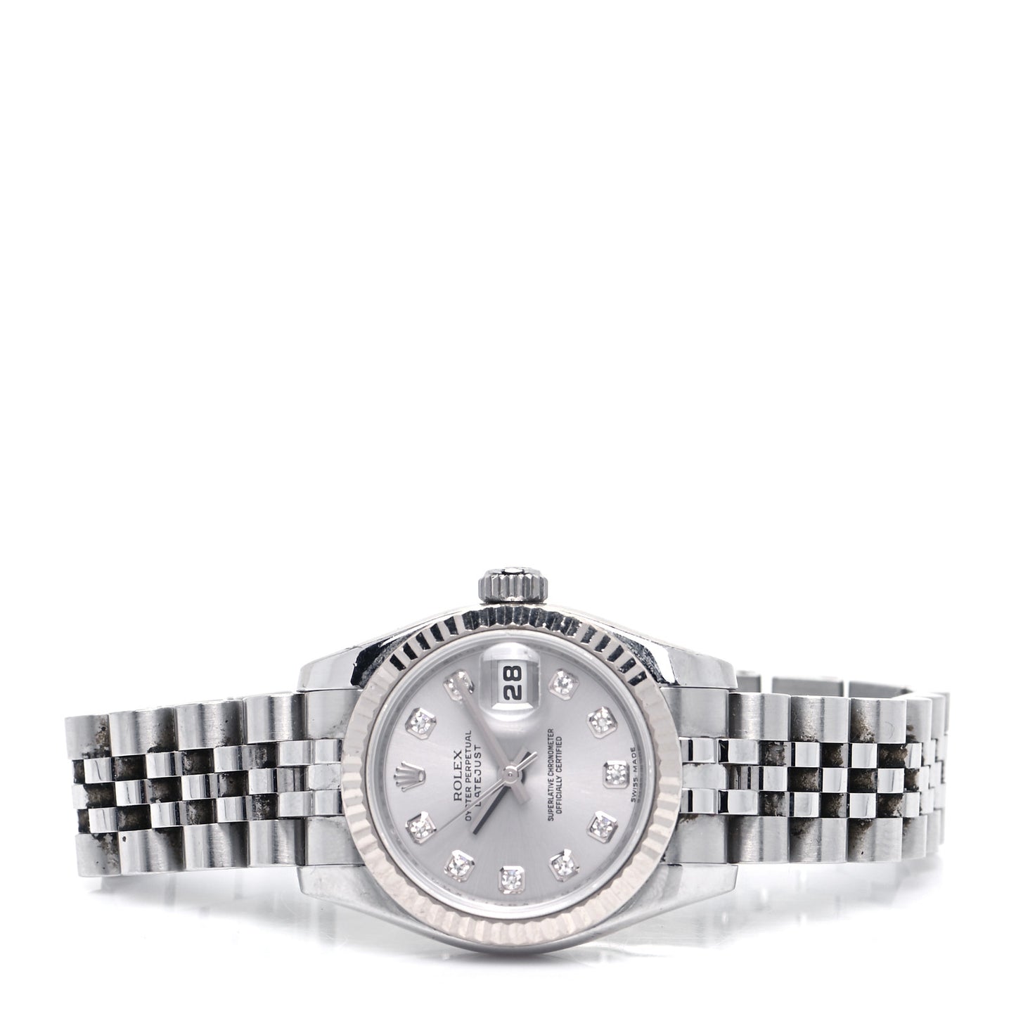 Stainless Steel 18K White Gold Diamond 26mm Oyster Perpetual Datejust Watch Silver 179174