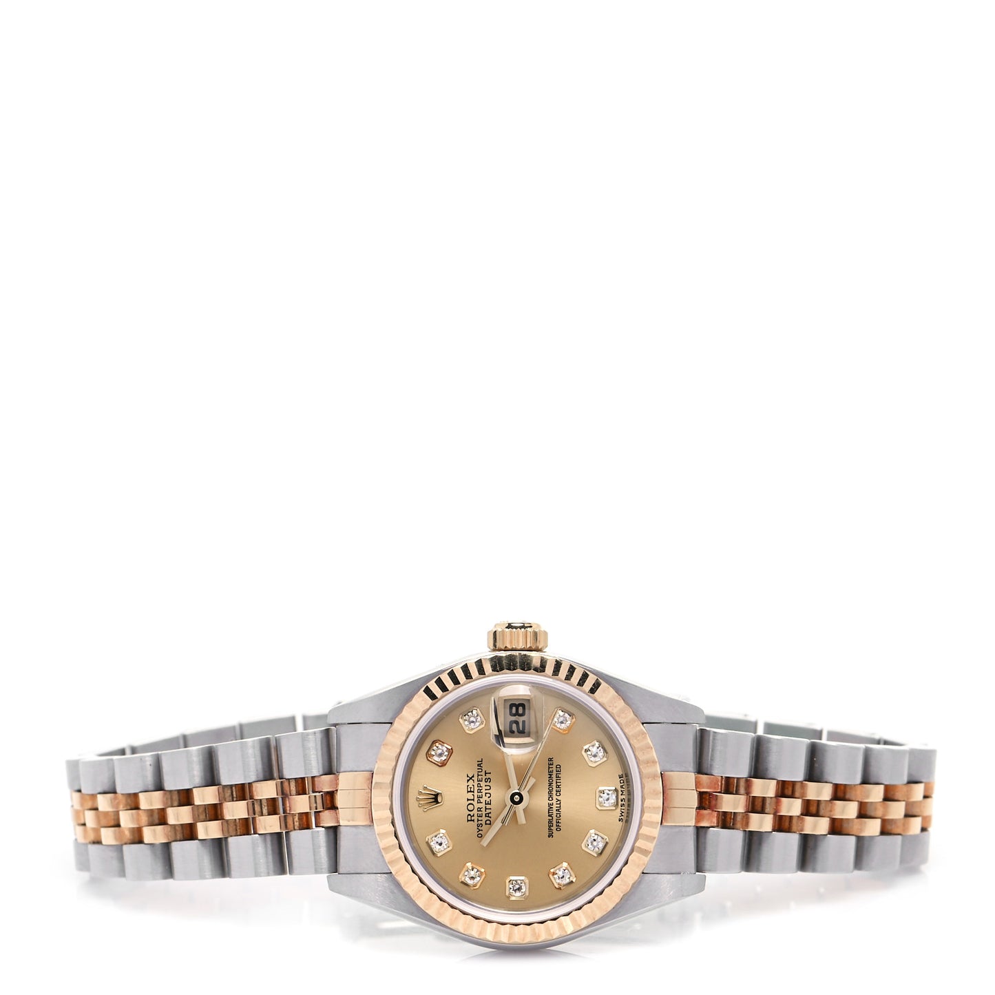 Stainless Steel 18K Yellow Gold Diamond 26mm Oyster Perpetual Datejust Watch Champagne 79173