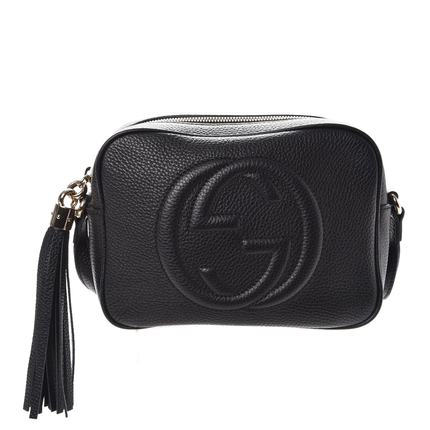 Pebbled Calfskin Small Soho Disco Bag Black