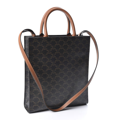 Celine Triomphe Canvas Calfskin Small Vertical Cabas Tan 2 of 7