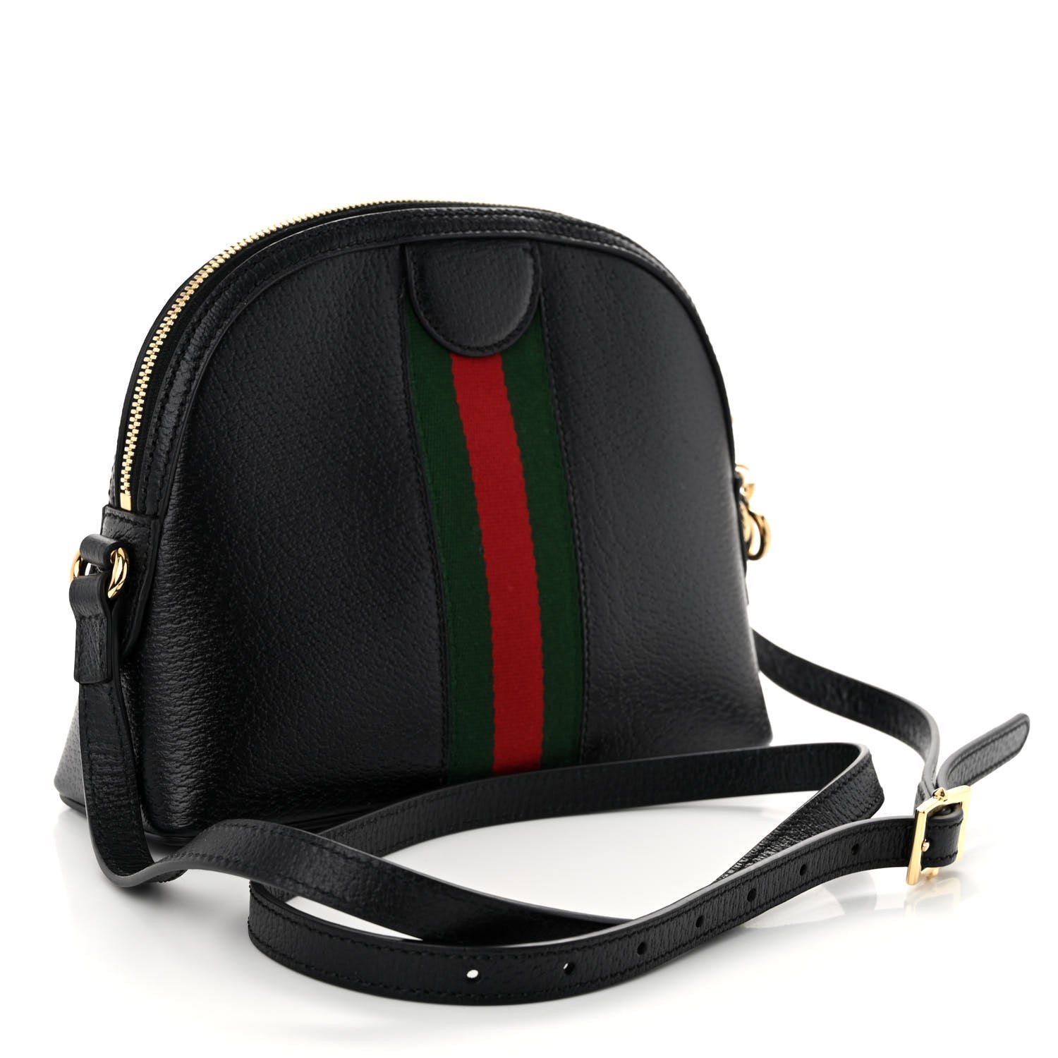 Gucci Calfskin GG Web Small Ophidia Dome Shoulder Bag Black 3 of 9