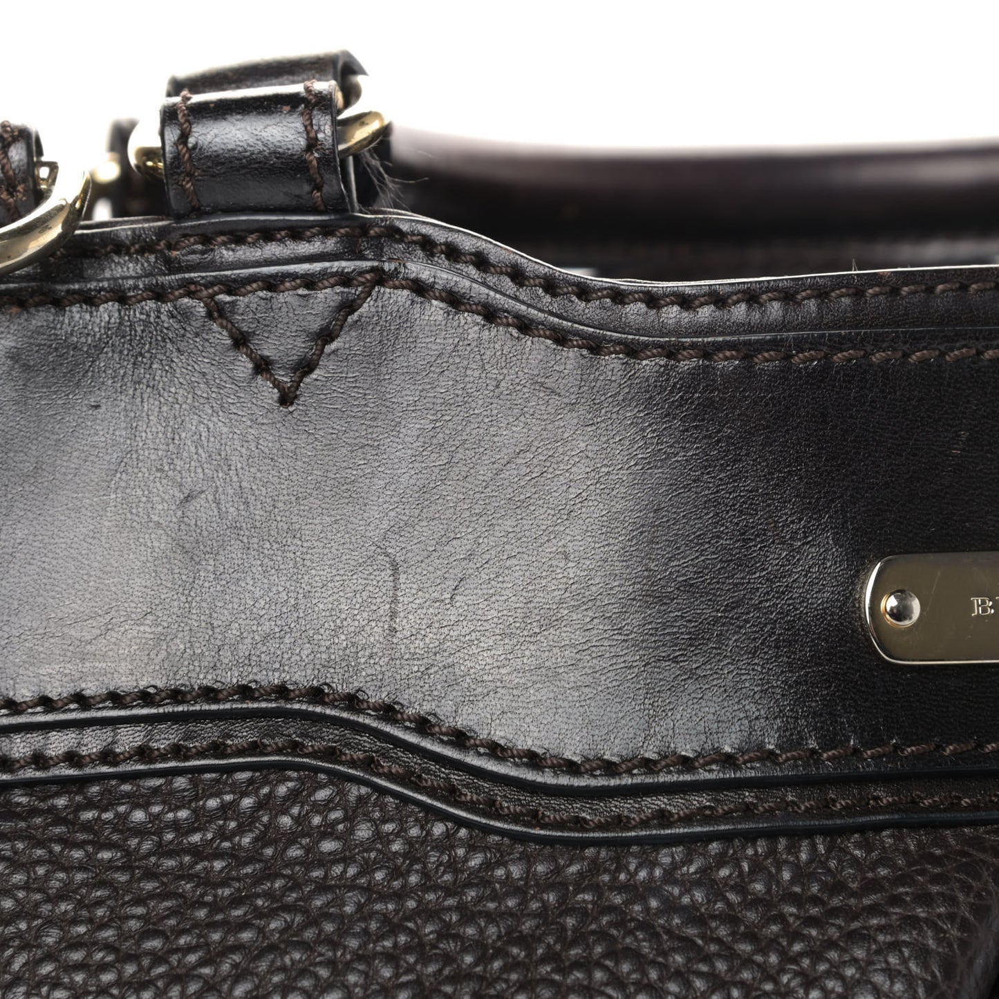 Grainy Calfskin Shoulder Bag Dark Chocolate