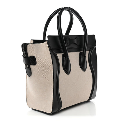 Celine Textile Smooth Calfskin Micro Bi-Color Luggage Natural 3 of 11