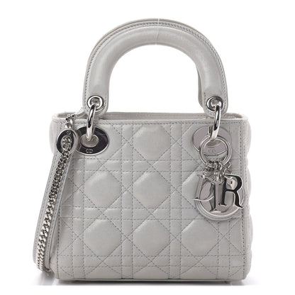 Christian Dior Metallic Lambskin Cannage Mini Lady Dior Silver 1 of 13