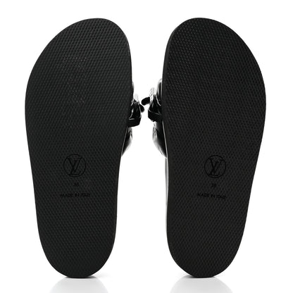 Louis Vuitton Calfskin Embossed Monogram Sunset Flat Comfort Mule 36 Black 5 of 9