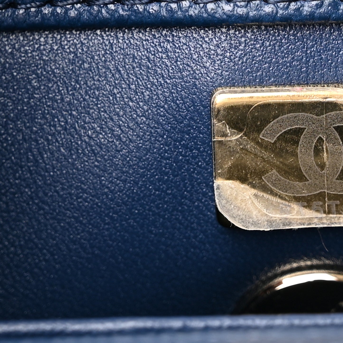 Caviar Quilted Lizard Embossed Mini Coco Handle Flap Dark Blue