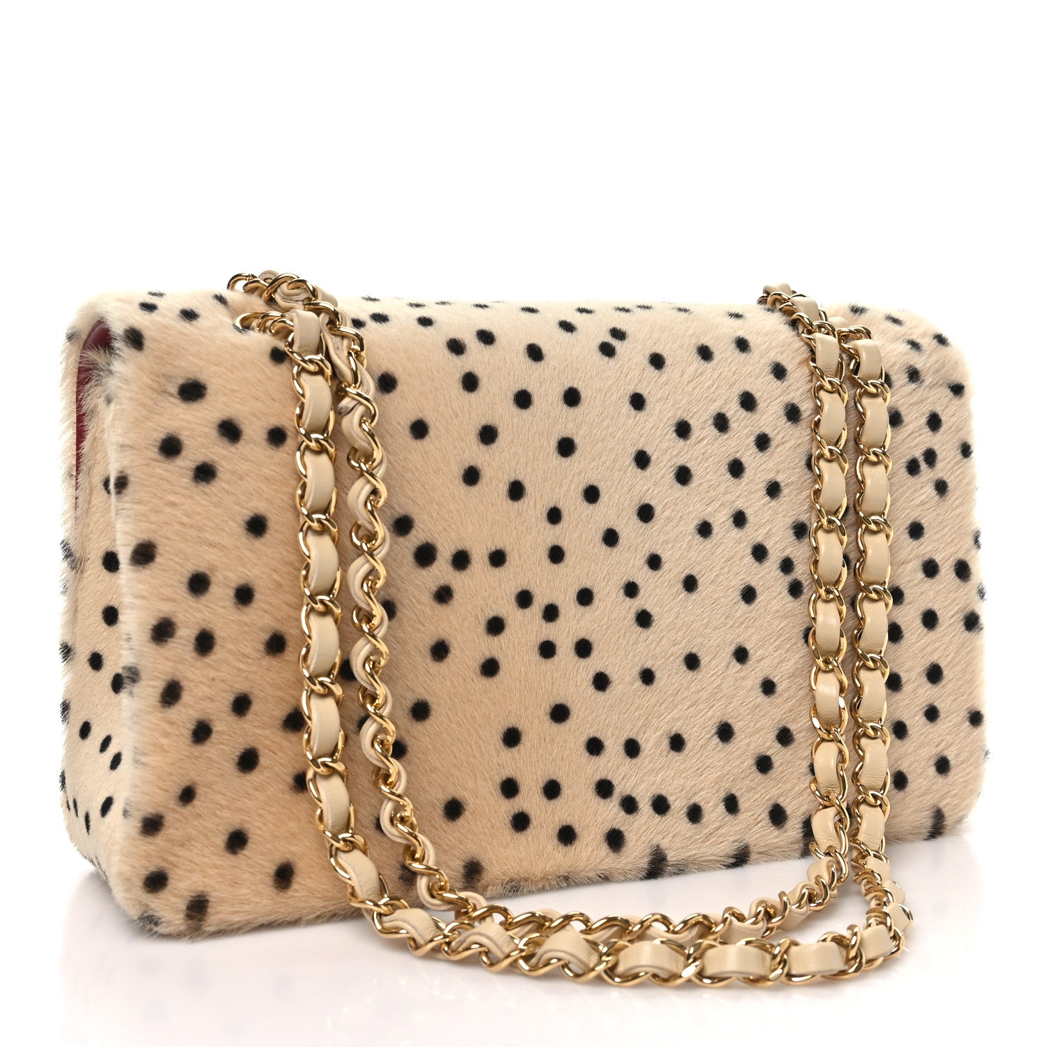Chanel Pony Hair Cheetah Printed Creative Fabrics Flap Light Beige Black 3 of 11