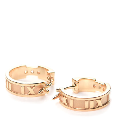 Tiffany 18K Rose Gold Diamond Atlas Hoop Earrings 3 of 5